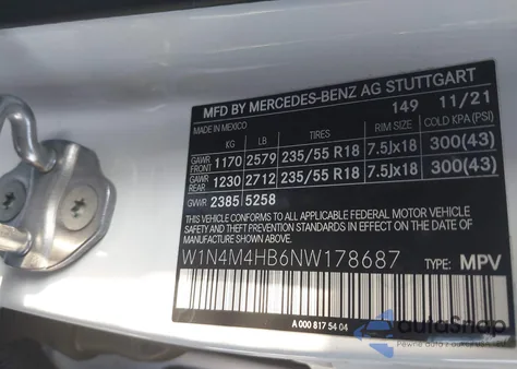 2022 Mercedes-Benz Glb 250 4Matic z USA, uszkodzony, nr VIN W1N4M4HB6NW178687